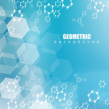 Bağlantılı çizgi ve noktalar ile geometrik arka plan. Yapısı molekül ve iletişim. Bilimsel kavram tasarımınız için. Tıp, teknoloji, bilim arka plan. Vektör çizim.