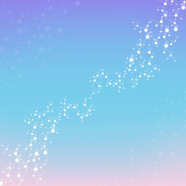 Yapı molekülü ve iletişim. DNA, atom, nöronlar. Tasarımınız için bilimsel bir kavram. Noktalarla birleştirilmiş çizgiler. Tıp, teknoloji, kimya, bilim geçmişi. Vektör illüstrasyonu.