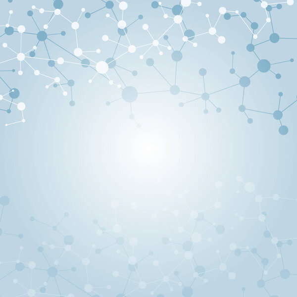 Structure molecule and communication. Dna, atom, neurons. Scientific concept for your design. Connected lines with dots. Medical, technology, chemistry, science background. Vector illustration.