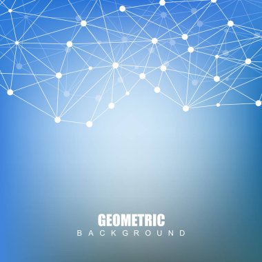 Bağlantılı çizgi ve noktalar ile geometrik arka plan. Yapısı molekül ve iletişim. Bilimsel kavram tasarımınız için. Tıp, teknoloji, bilim arka plan. Vektör çizim.