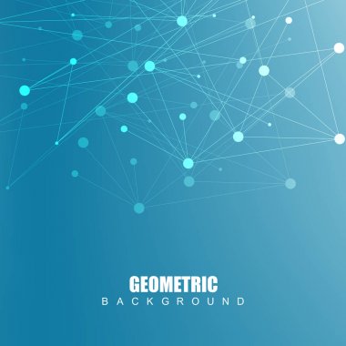 Bağlantılı çizgi ve noktalar ile geometrik arka plan. Yapısı molekül ve iletişim. Bilimsel kavram tasarımınız için. Tıp, teknoloji, bilim arka plan. Vektör çizim.