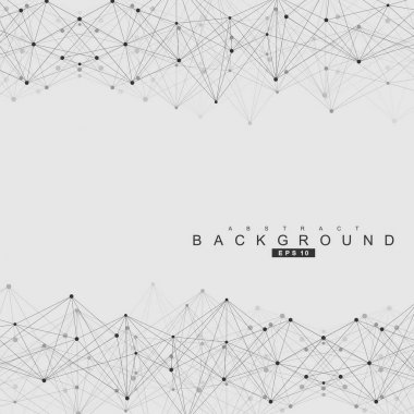 Bağlantılı çizgi ve noktalar ile geometrik arka plan. Yapısı molekül ve iletişim. Bilimsel kavram tasarımınız için. Tıp, teknoloji, bilim arka plan. Vektör çizim.