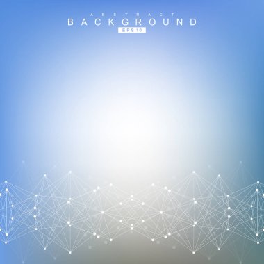 Bağlantılı çizgi ve noktalar ile geometrik arka plan. Yapısı molekül ve iletişim. Bilimsel kavram tasarımınız için. Tıp, teknoloji, bilim arka plan. Vektör çizim.
