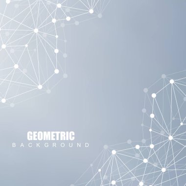 Bağlantılı çizgi ve noktalar ile geometrik arka plan. Yapısı molekül ve iletişim. Bilimsel kavram tasarımınız için. Tıp, teknoloji, bilim arka plan. Vektör çizim.