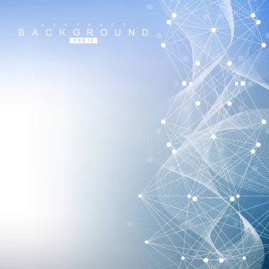 Bağlantılı çizgi ve noktalar ile geometrik arka plan. Yapısı molekül ve iletişim. Bilimsel kavram tasarımınız için. Tıp, teknoloji, bilim arka plan. Vektör çizim.