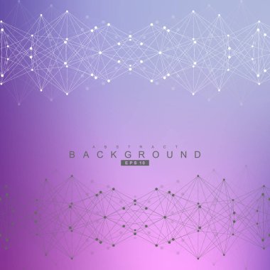 Bağlantılı çizgi ve noktalar ile geometrik arka plan. Yapısı molekül ve iletişim. Bilimsel kavram tasarımınız için. Tıp, teknoloji, bilim arka plan. Vektör çizim.