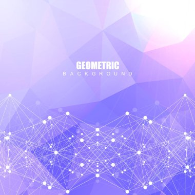 Bağlantılı çizgi ve noktalar ile geometrik arka plan. Bilimsel kavram tasarımınız için. Vektör çizim