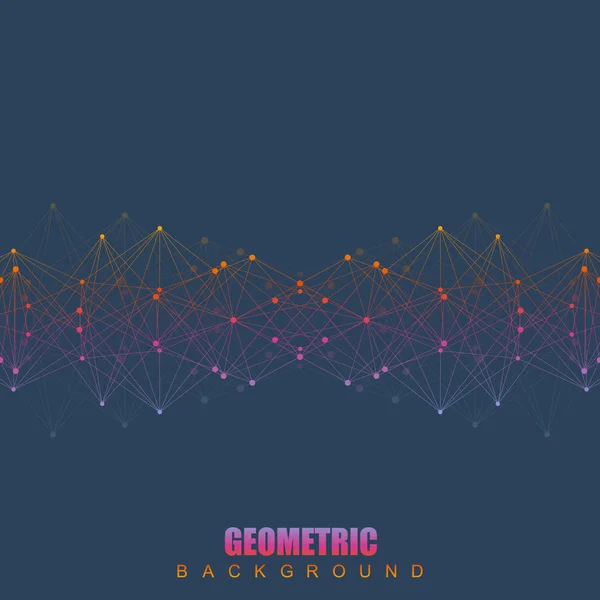 接続回線とドットの幾何学的な抽象的な背景。あなたの設計のための科学的概念。ベクトル図 — ストックベクタ