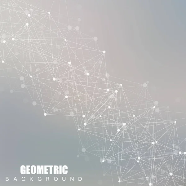 Geometrisch abstracte achtergrond met aangesloten lijn en stippen. Wetenschappelijke concept voor uw ontwerp. Vectorillustratie — Stockvector