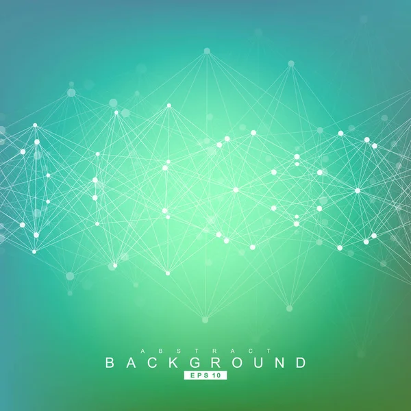 Geometric abstract background with connected line and dots. Scientific concept for your design. Vector illustration — Stock Vector