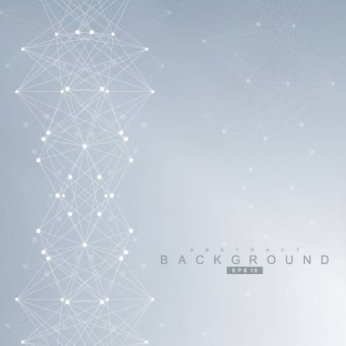 Bağlantılı çizgi ve noktalar ile geometrik arka plan. Yapısı molekül ve iletişim. Bilimsel kavram tasarımınız için. Tıp, teknoloji, bilim arka plan. Vektör çizim.