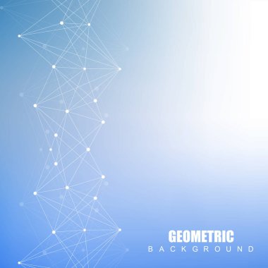 Bağlantılı çizgi ve noktalar ile geometrik arka plan. Yapısı molekül ve iletişim. Bilimsel kavram tasarımınız için. Tıp, teknoloji, bilim arka plan. Vektör çizim.