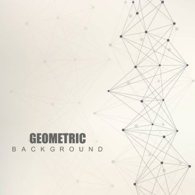 Bağlantılı çizgi ve noktalar ile geometrik arka plan. Yapısı molekül ve iletişim. Bilimsel kavram tasarımınız için. Tıp, teknoloji, bilim arka plan. Vektör çizim.