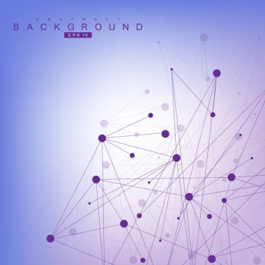 Bağlantılı çizgi ve noktalar ile geometrik arka plan. Yapısı molekül ve iletişim. Bilimsel kavram tasarımınız için. Tıp, teknoloji, bilim arka plan. Vektör çizim.