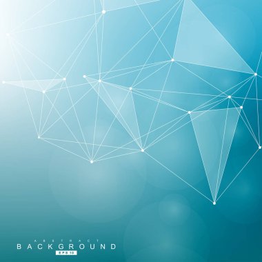 Bağlantılı çizgi ve noktalar ile geometrik arka plan. Yapısı molekül ve iletişim. Bilimsel kavram tasarımınız için. Tıp, teknoloji, bilim arka plan. Vektör çizim.