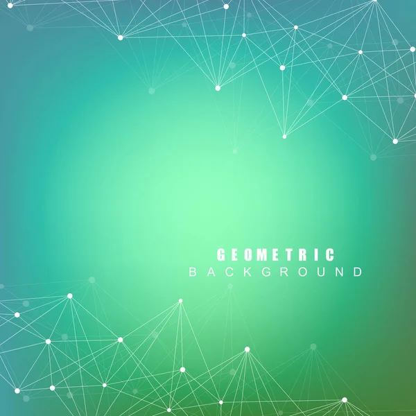 Fundo abstrato geométrico com linha conectada e pontos. Estrutura molécula e comunicação. Conceito científico para o seu projeto. Médico, tecnologia, formação científica. Ilustração vetorial . —  Vetores de Stock