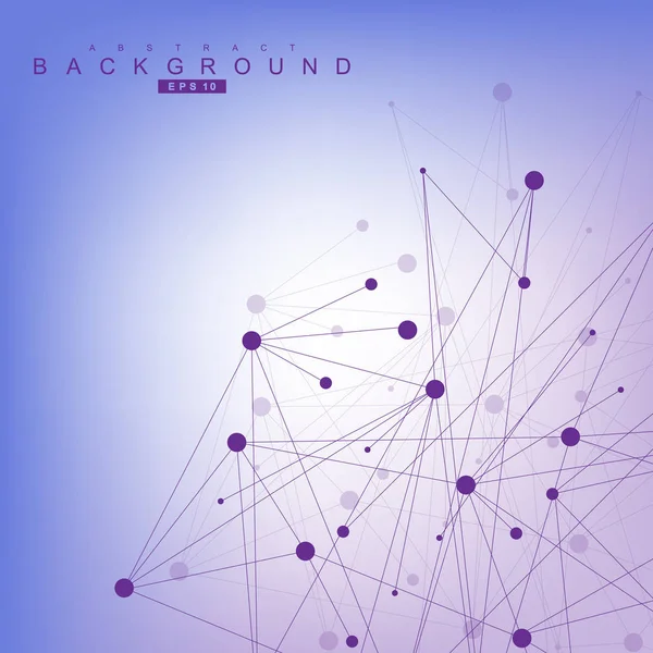 Latar belakang abstrak geometris dengan garis dan titik yang terhubung. Struktur molekul dan komunikasi. Konsep ilmiah untuk rancanganmu. Medis, teknologi, latar belakang sains. Ilustrasi vektor . - Stok Vektor