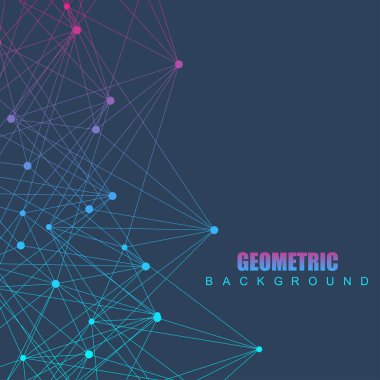 Bağlantılı çizgi ve noktalar ile geometrik arka plan. Yapısı molekül ve iletişim. Bilimsel kavram tasarımınız için. Tıp, teknoloji, bilim arka plan. Vektör çizim.