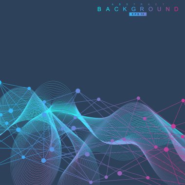 Bağlantılı çizgi ve noktalar ile geometrik arka plan. Yapısı molekül ve iletişim. Bilimsel kavram tasarımınız için. Tıp, teknoloji, bilim arka plan. Vektör çizim.