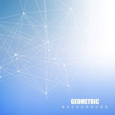 Bağlantılı çizgi ve noktalar ile geometrik arka plan. Yapısı molekül ve iletişim. Bilimsel kavram tasarımınız için. Tıp, teknoloji, bilim arka plan. Vektör çizim.