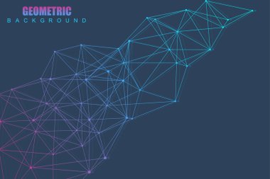 Bağlantılı çizgi ve noktalar ile geometrik arka plan. Yapısı molekül ve iletişim. Bilimsel kavram tasarımınız için. Tıp, teknoloji, bilim arka plan. Vektör çizim.