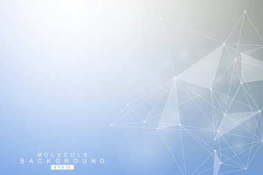 Bağlantılı çizgi ve noktalar ile geometrik arka plan. Yapısı molekül ve iletişim. Bilimsel kavram tasarımınız için. Tıp, teknoloji, bilim arka plan. Vektör çizim.