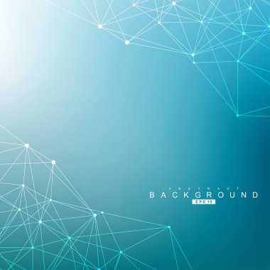 Bağlantılı çizgi ve noktalar ile geometrik arka plan. Yapısı molekül ve iletişim. Bilimsel kavram tasarımınız için. Tıp, teknoloji, bilim arka plan. Vektör çizim.