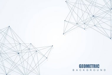Bağlantılı çizgi ve noktalar ile geometrik arka plan. Yapısı molekül ve iletişim. Bilimsel kavram tasarımınız için. Tıp, teknoloji, bilim arka plan. Vektör çizim.
