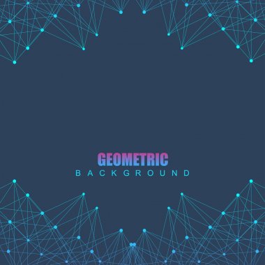 Bağlantılı çizgi ve noktalar ile geometrik arka plan. Yapısı molekül ve iletişim. Bilimsel kavram tasarımınız için. Tıp, teknoloji, bilim arka plan. Vektör çizim.