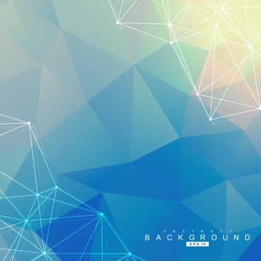 Bağlantılı çizgi ve noktalar ile geometrik arka plan. Yapısı molekül ve iletişim. Bilimsel kavram tasarımınız için. Tıp, teknoloji, bilim arka plan. Vektör çizim.