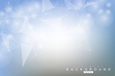 Bağlantılı çizgi ve noktalar ile geometrik arka plan. Yapısı molekül ve iletişim. Bilimsel kavram tasarımınız için. Tıp, teknoloji, bilim arka plan. Vektör çizim.