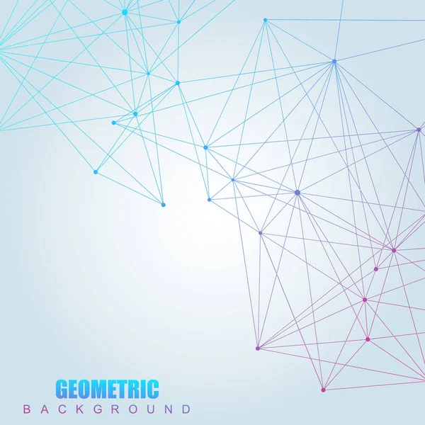 Fundo abstrato geométrico com linha conectada e pontos. Estrutura molécula e comunicação. Conceito científico para o seu projeto. Médico, tecnologia, formação científica. Ilustração vetorial . — Vetor de Stock