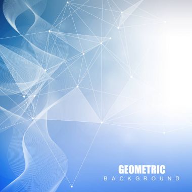 Bağlantılı çizgi ve noktalar ile geometrik arka plan. Yapısı molekül ve iletişim. Bilimsel kavram tasarımınız için. Tıp, teknoloji, bilim arka plan. Vektör çizim.