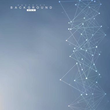 Bağlantılı çizgi ve noktalar ile geometrik arka plan. Yapısı molekül ve iletişim. Bilimsel kavram tasarımınız için. Tıp, teknoloji, bilim arka plan. Vektör çizim.