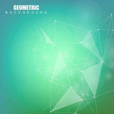 Bağlantılı çizgi ve noktalar ile geometrik arka plan. Yapısı molekül ve iletişim. Bilimsel kavram tasarımınız için. Tıp, teknoloji, bilim arka plan. Vektör çizim.