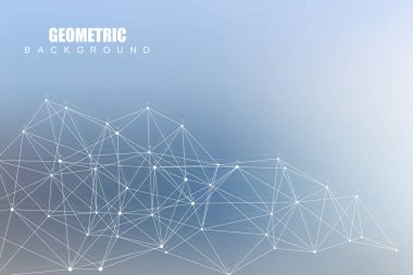 Yapı molekülü ve iletişim. DNA, atom, nöronlar. Tasarımınız için bilimsel bir kavram. Noktalarla birleştirilmiş çizgiler. Tıp, teknoloji, kimya, bilim geçmişi. Vektör illüstrasyonu.