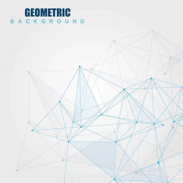 Fundo abstrato geométrico com linha conectada e pontos. Estrutura molécula e comunicação. Conceito científico para o seu projeto. Médico, tecnologia, formação científica. Ilustração vetorial . — Vetor de Stock