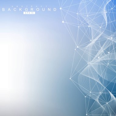 Bağlantılı çizgi ve noktalar ile geometrik arka plan. Yapısı molekül ve iletişim. Bilimsel kavram tasarımınız için. Tıp, teknoloji, bilim arka plan. Vektör çizim.