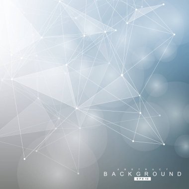 Yapı molekülü ve iletişim. DNA, atom, nöronlar. Tasarımınız için bilimsel bir kavram. Noktalarla birleştirilmiş çizgiler. Tıp, teknoloji, kimya, bilim geçmişi. Vektör illüstrasyonu.