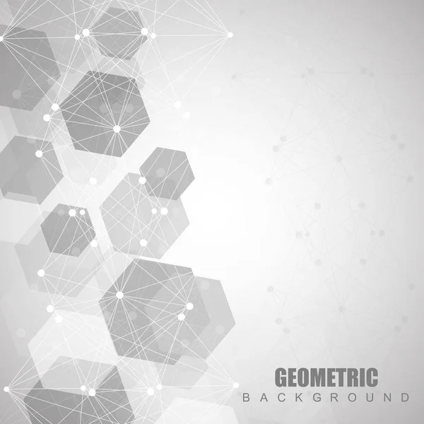 Geometrische abstracte achtergrond met verbonden lijn en stippen. Structuur molecuul en communicatie. Wetenschappelijk concept voor uw ontwerp. Medische, technologische, wetenschappelijke achtergrond. illustratie. — Stockvector