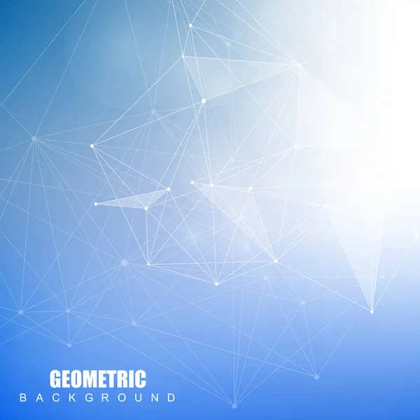 Fondo abstracto geométrico con línea y puntos conectados. Molécula de estructura y comunicación. Concepto científico para su diseño. Medicina, tecnología, antecedentes científicos. ilustración. — Vector de stock