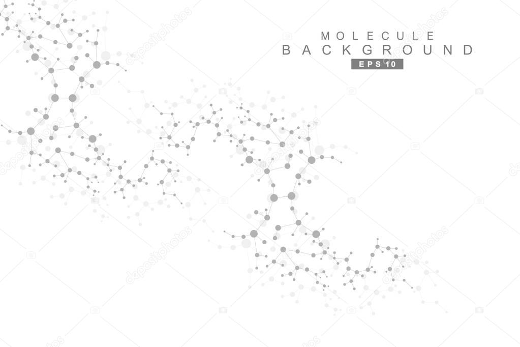 Structure molecule and communication. Dna, atom, neurons. Scientific concept for your design. Connected lines with dots. Medical, technology, chemistry, science background. Vector illustration.