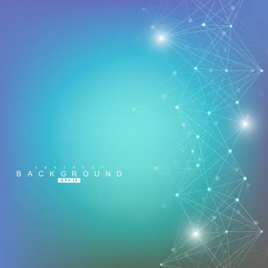 Bağlantılı çizgi ve noktalar ile geometrik arka plan. Yapısı molekül ve iletişim. Bilimsel kavram tasarımınız için. Tıp, teknoloji, bilim arka plan. Vektör çizim.