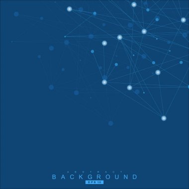 Bağlantılı çizgi ve noktalar ile geometrik arka plan. Yapısı molekül ve iletişim. Bilimsel kavram tasarımınız için. Tıp, teknoloji, bilim arka plan. Vektör çizim.