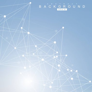 Bağlantılı çizgi ve noktalar ile geometrik arka plan. Yapısı molekül ve iletişim. Bilimsel kavram tasarımınız için. Tıp, teknoloji, bilim arka plan. Vektör çizim.