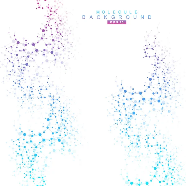 Struktur Molekül und Kommunikation. Dna, Atom, Neuronen. Wissenschaftliches Konzept für Ihr Design. Verbundene Linien mit Punkten. Medizin, Technologie, Chemie, wissenschaftlicher Hintergrund. Vektorillustration. — Stockvektor