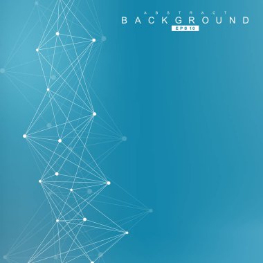 Bağlantılı çizgi ve noktalar ile geometrik arka plan. Yapısı molekül ve iletişim. Bilimsel kavram tasarımınız için. Tıp, teknoloji, bilim arka plan. Vektör çizim.