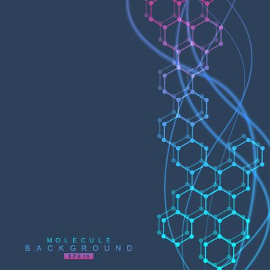 Bağlantılı çizgi ve noktalar ile geometrik arka plan. Yapısı molekül ve iletişim. Bilimsel kavram tasarımınız için. Tıp, teknoloji, bilim arka plan. Vektör çizim.