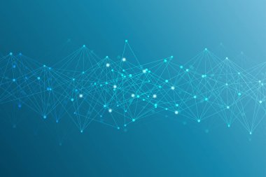 Bağlantılı çizgi ve noktalar ile geometrik arka plan. Yapısı molekül ve iletişim. Bilimsel kavram tasarımınız için. Tıp, teknoloji, bilim arka plan. Vektör çizim.