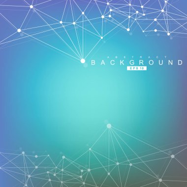 Bağlantılı çizgi ve noktalar ile geometrik arka plan. Yapısı molekül ve iletişim. Bilimsel kavram tasarımınız için. Tıp, teknoloji, bilim arka plan. Vektör çizim.
